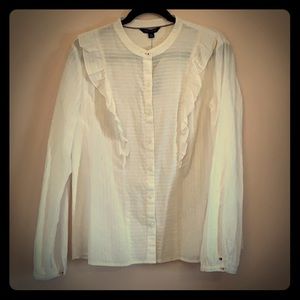 Tommy Hilfiger NWT White Shadow Stripe Blouse